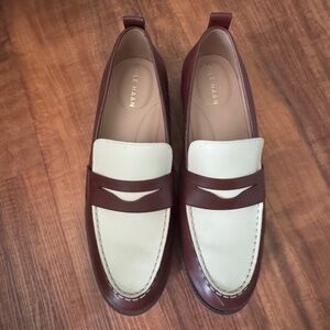 Cole Haan Stassi two-tone Penny Loafers - 9B - Bloodstone + Ivory